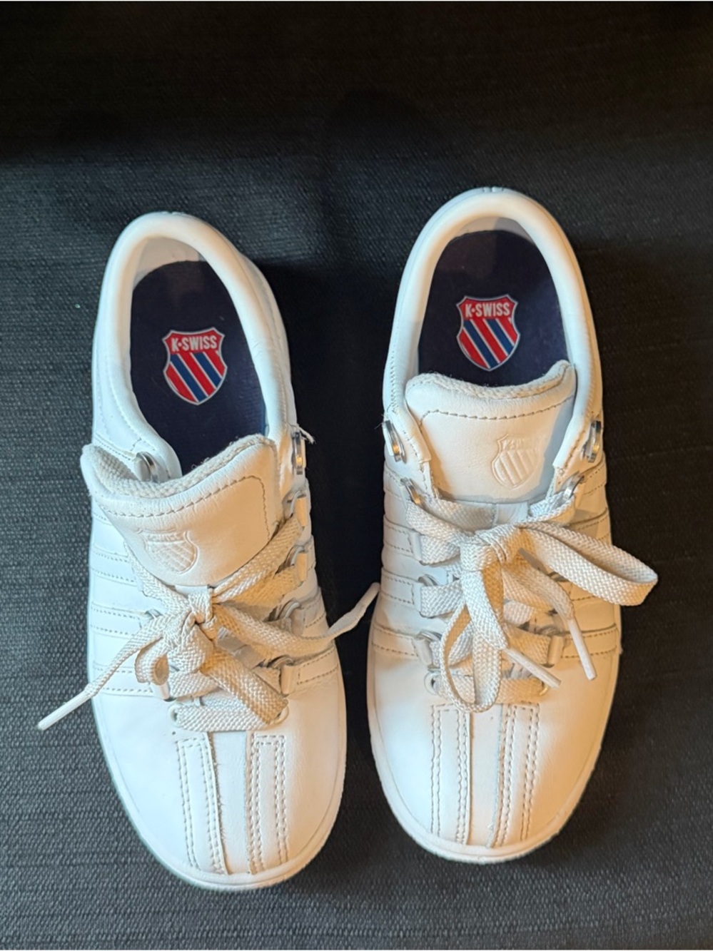 K-Swiss White Kids Leather Lace-Up Sneakers - Picture 3 of 11